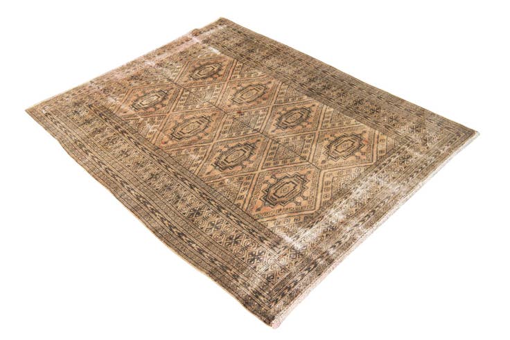 Detail image of 4' 1 x 5' Hand Knotted Ultra Vintage Persian Wool Rug