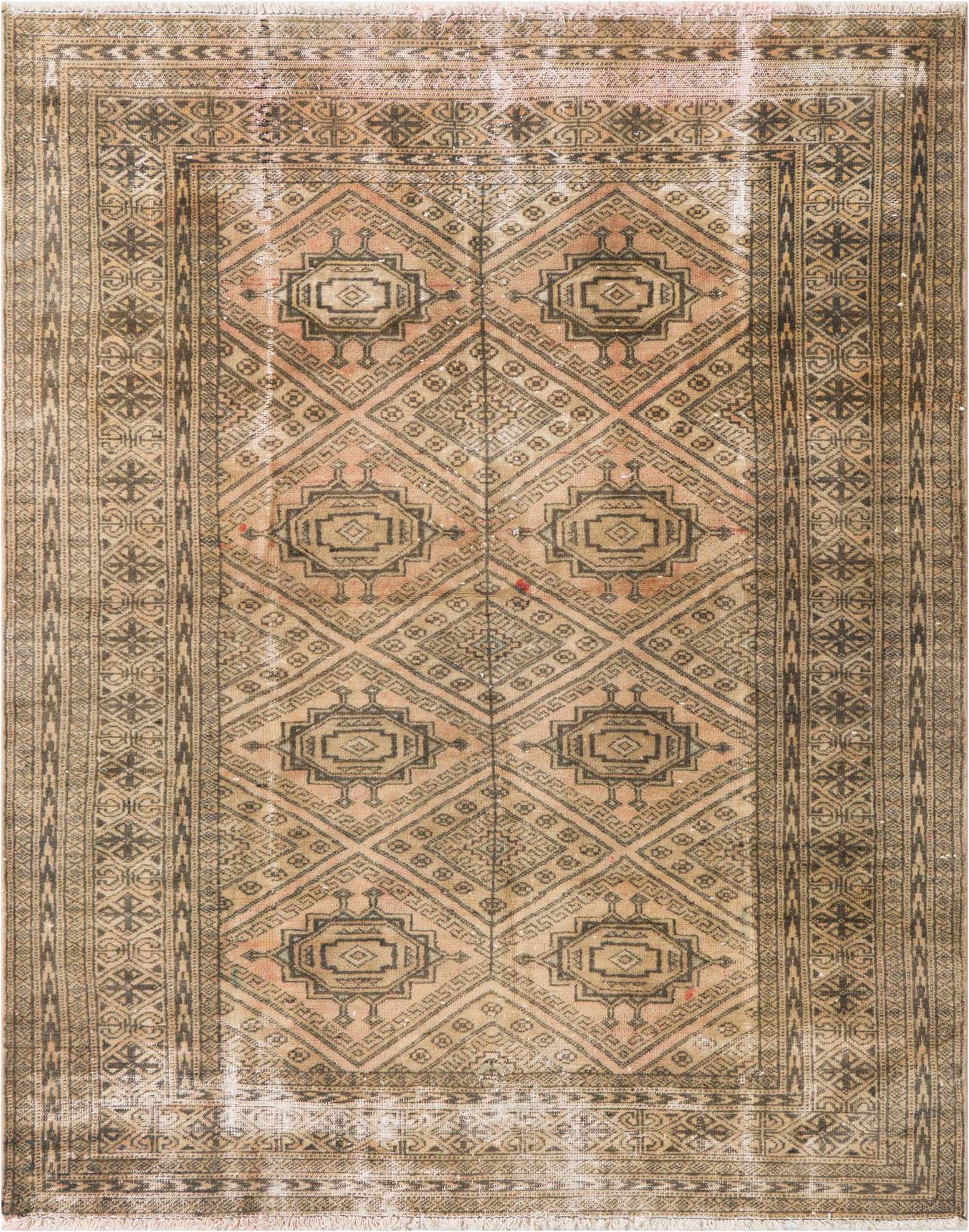 4' 1 x 5' Hand Knotted Ultra Vintage Persian Wool Rug
