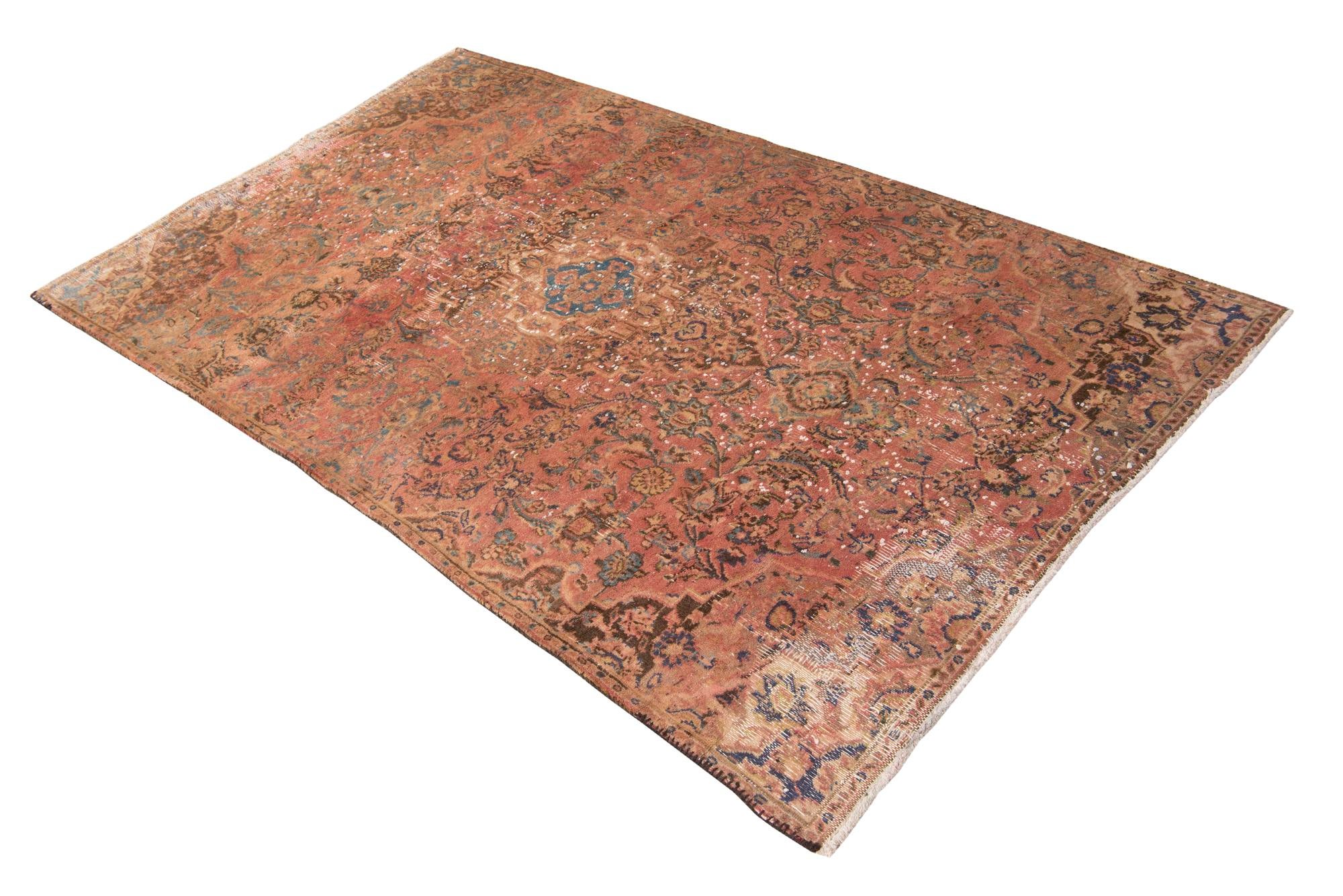 4' x 6' 7 Hand Knotted Ultra Vintage Persian Wool Rug