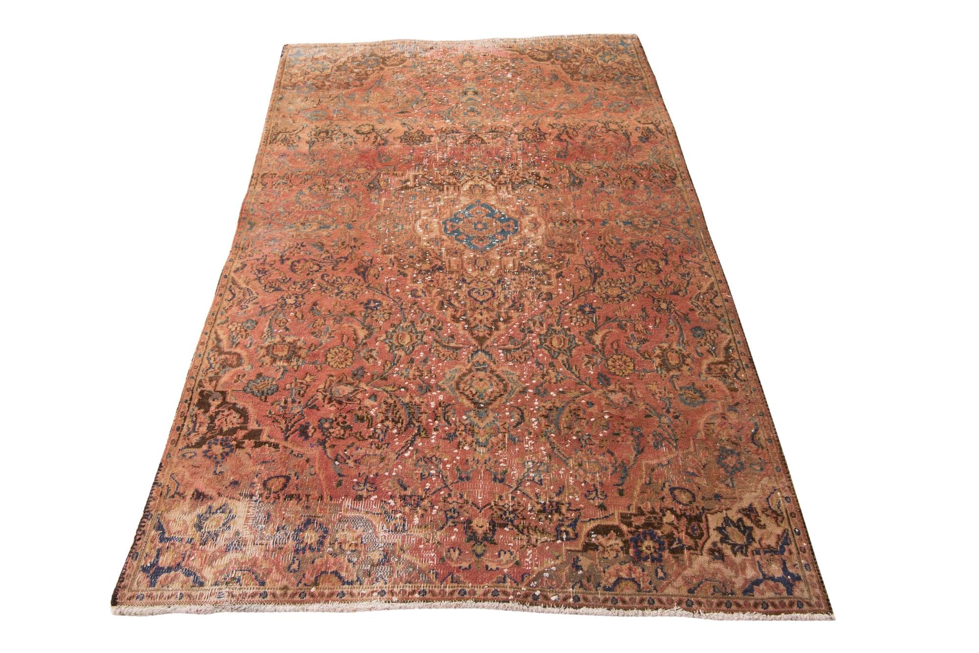 4' x 6' 7 Hand Knotted Ultra Vintage Persian Wool Rug