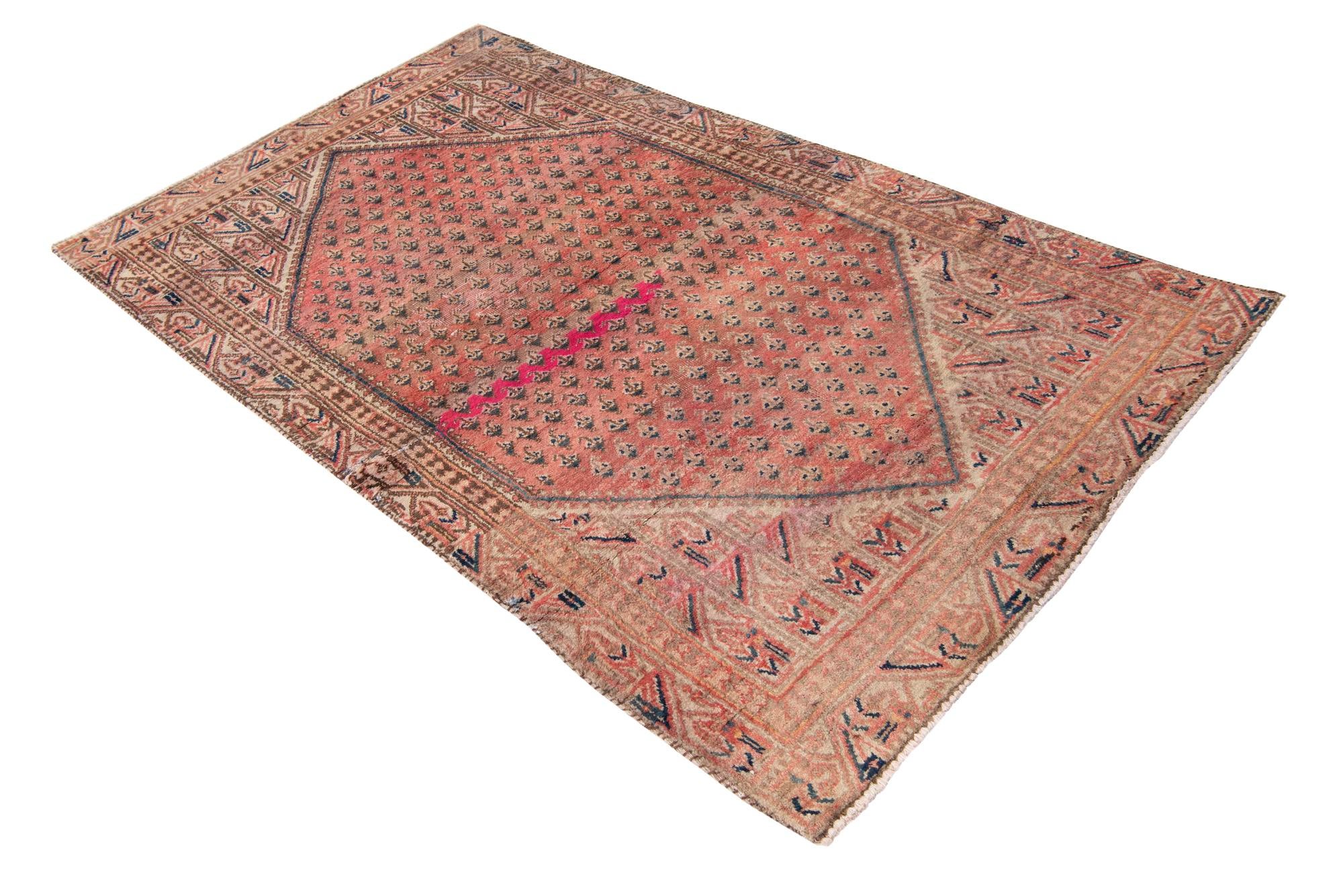 3' 10 x 6' 5 Hand Knotted Ultra Vintage Persian Wool Rug