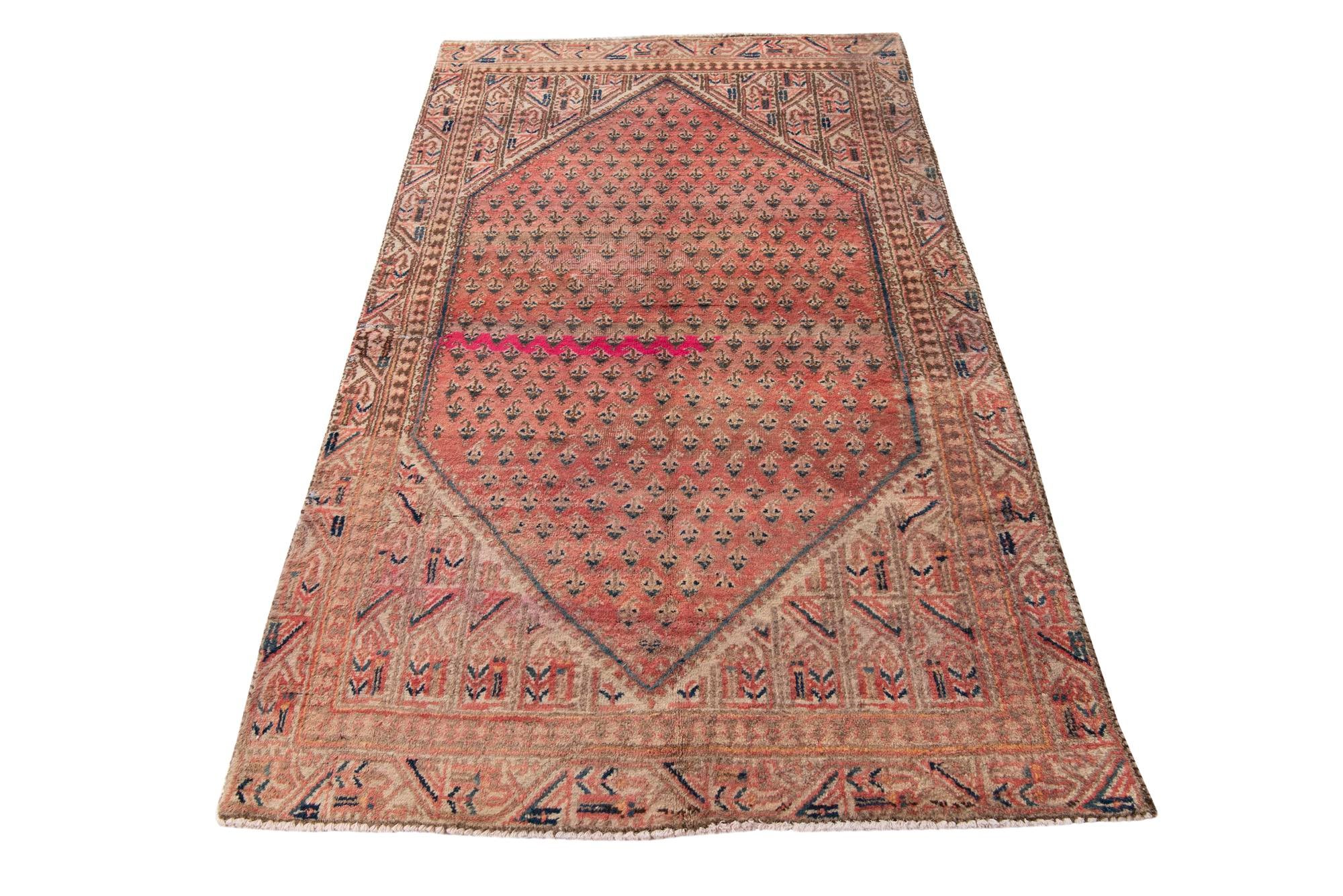 3' 10 x 6' 5 Hand Knotted Ultra Vintage Persian Wool Rug