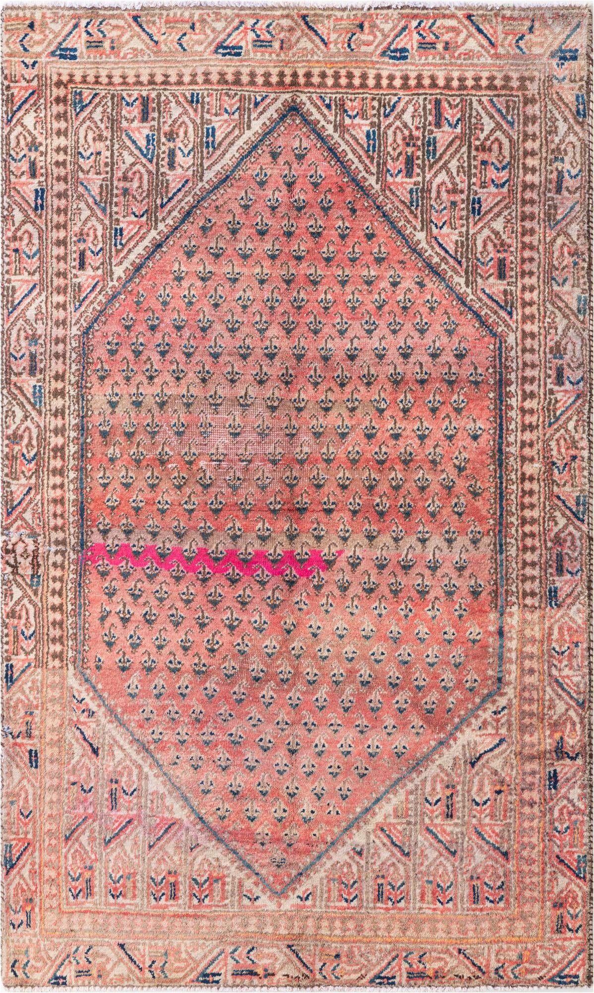 3' 10 x 6' 5 Hand Knotted Ultra Vintage Persian Wool Rug