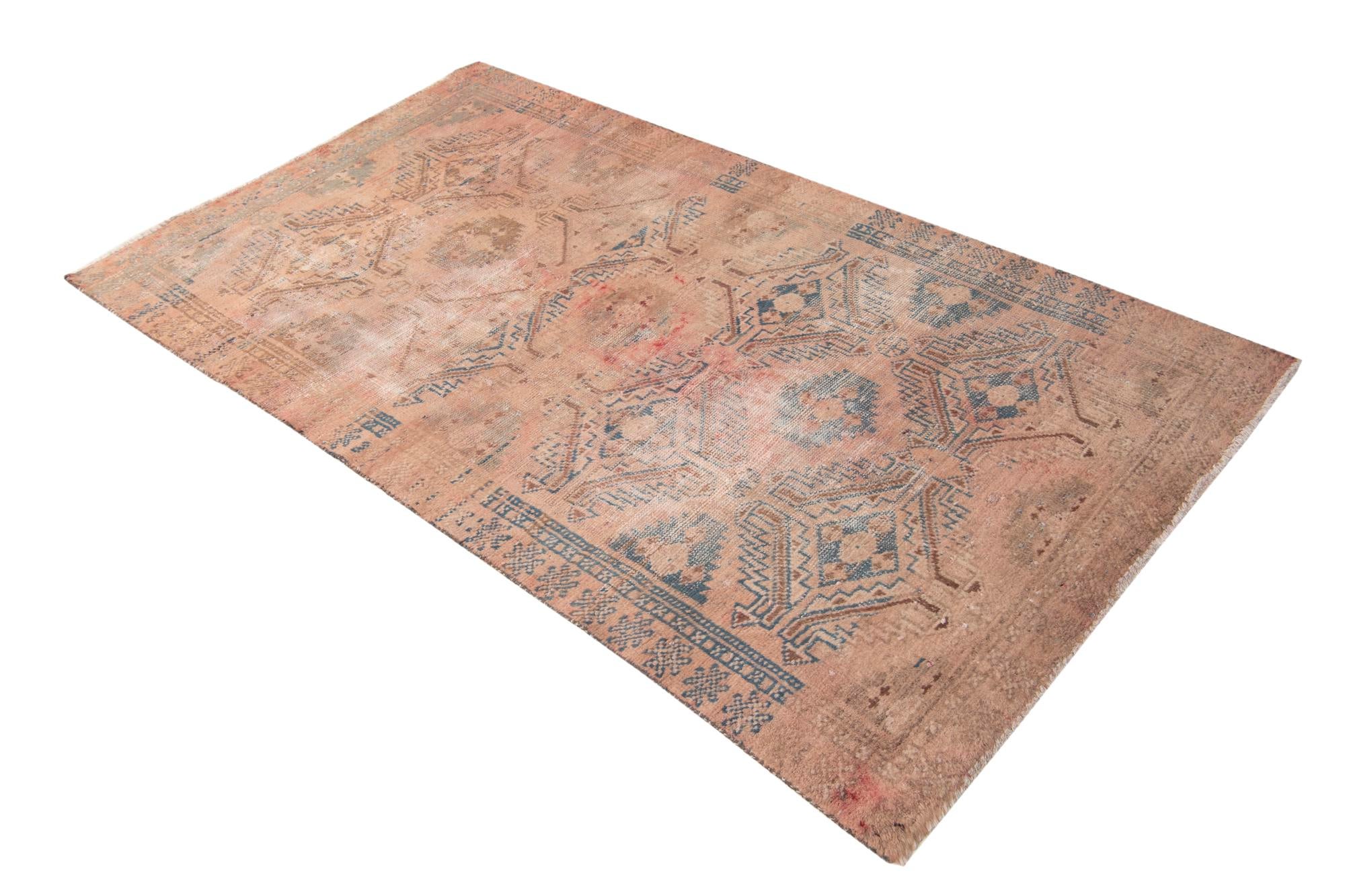 3' 9 x 6' 6 Hand Knotted Ultra Vintage Persian Wool Rug