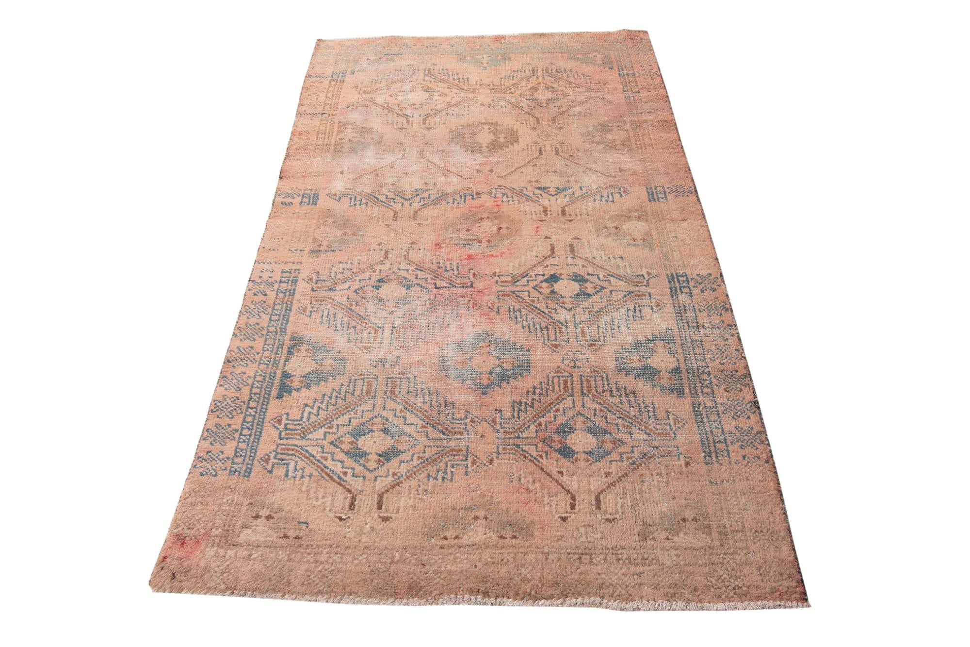 3' 9 x 6' 6 Hand Knotted Ultra Vintage Persian Wool Rug