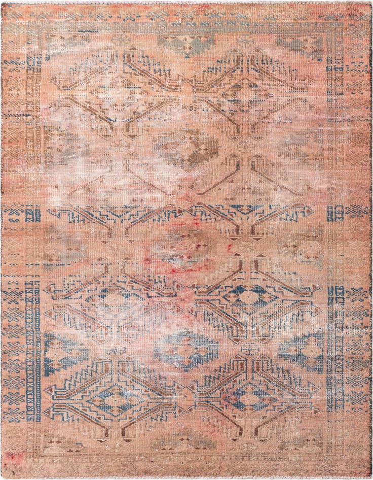 Detail image of 3' 9 x 6' 6 Hand Knotted Ultra Vintage Persian Wool Rug