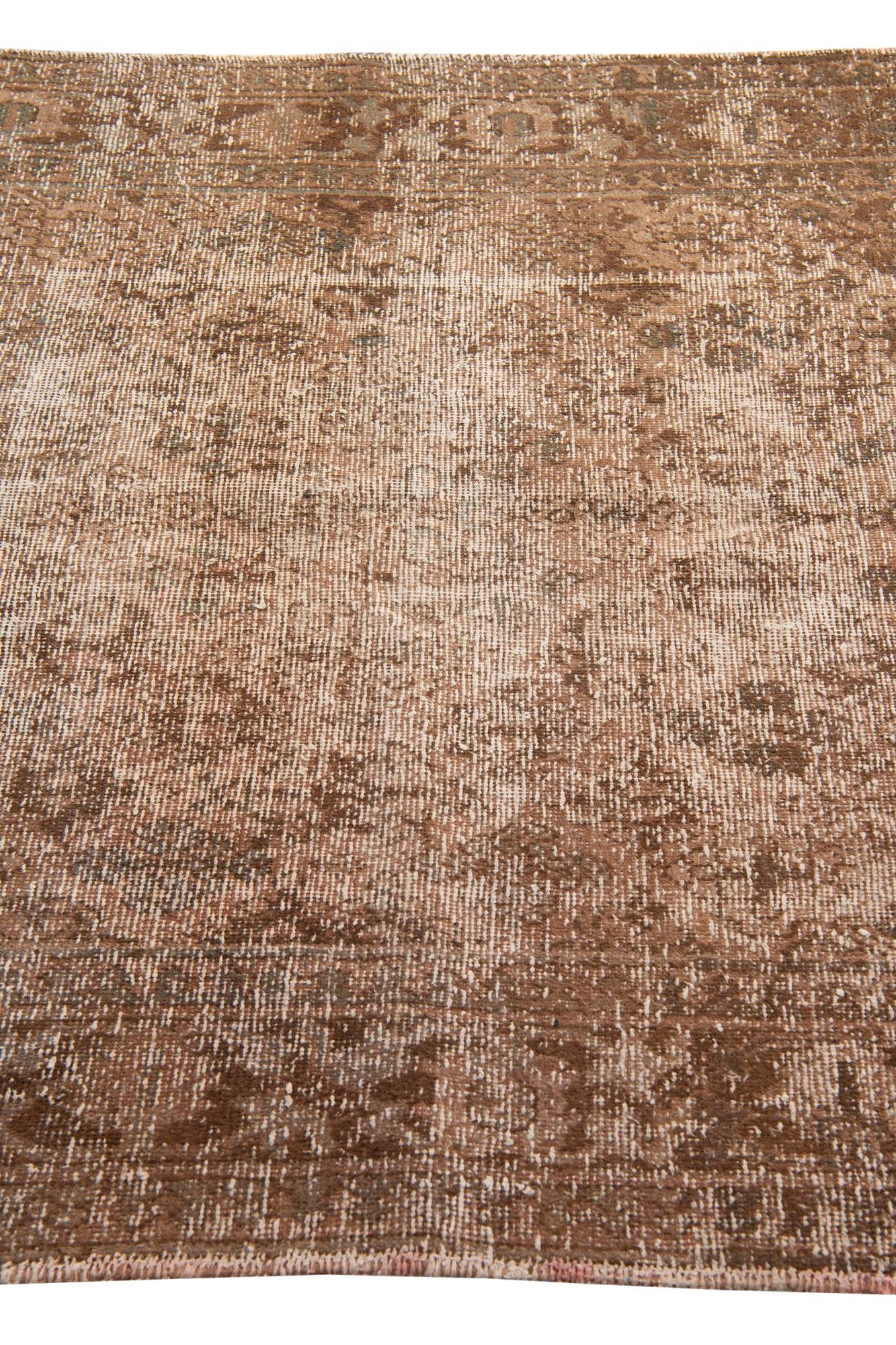 4' 3 x 7' Hand Knotted Ultra Vintage Persian Wool Rug