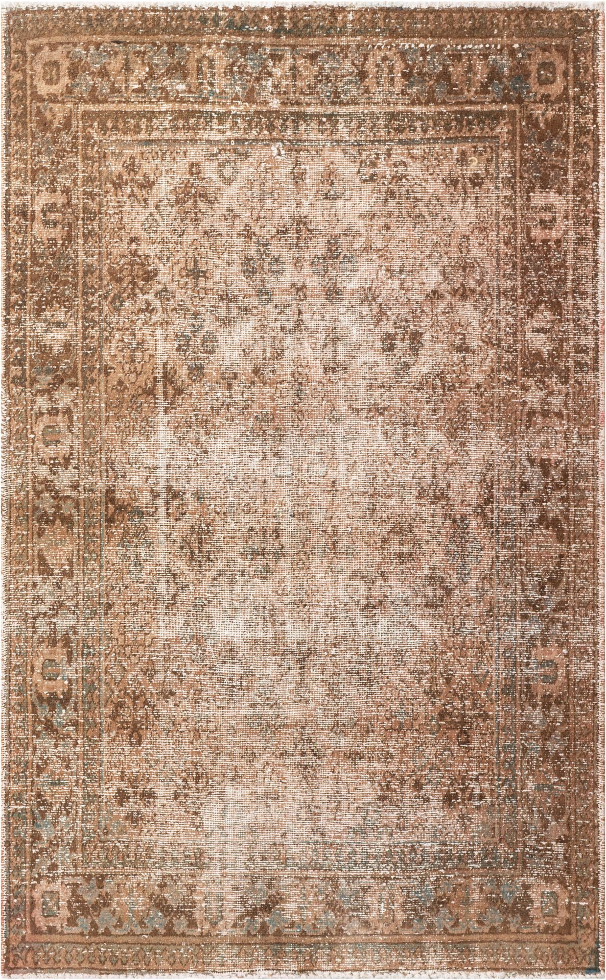 4' 3 x 7' Hand Knotted Ultra Vintage Persian Wool Rug