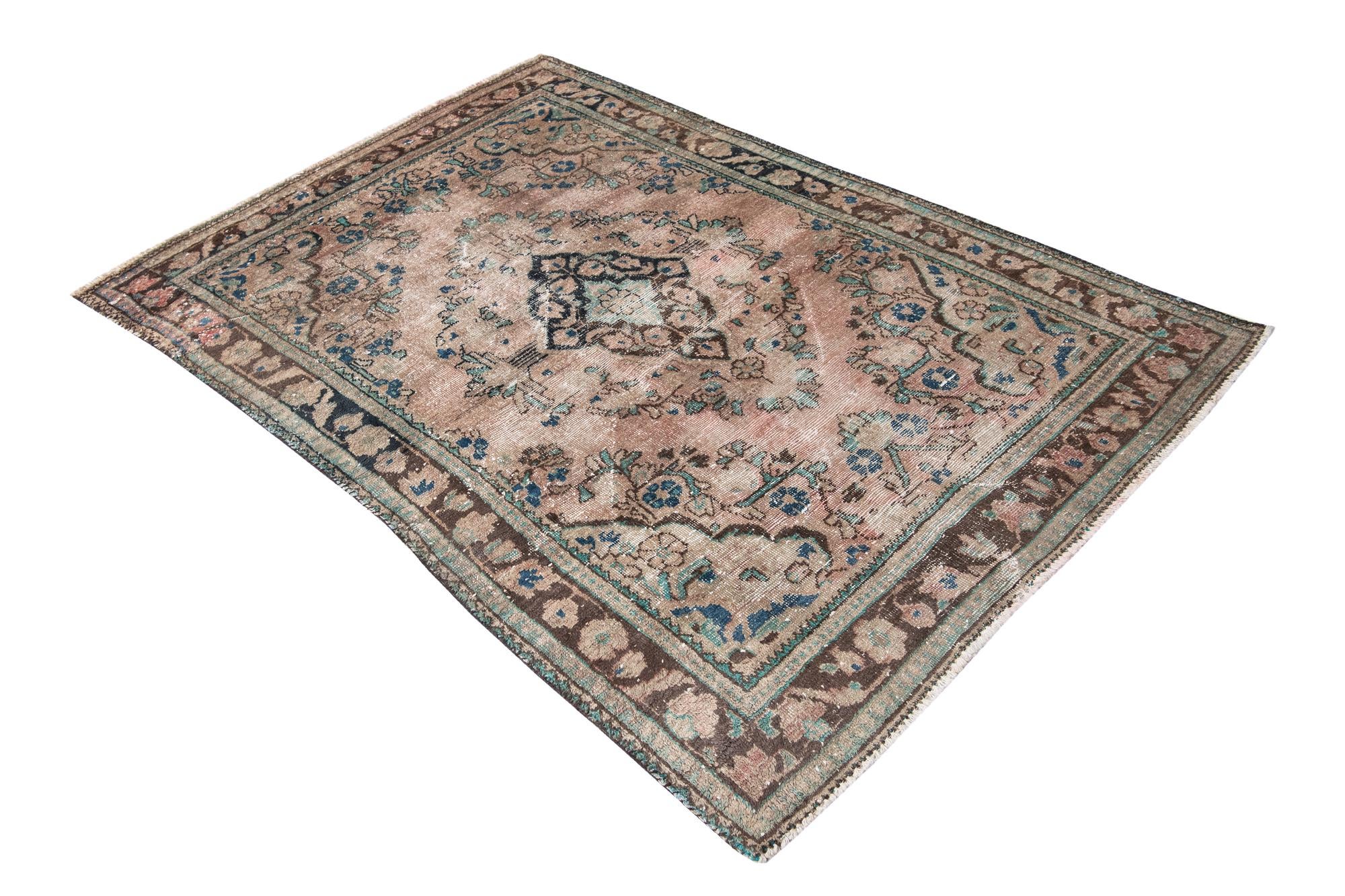 4' 4 x 6' 6 Hand Knotted Ultra Vintage Persian Wool Rug