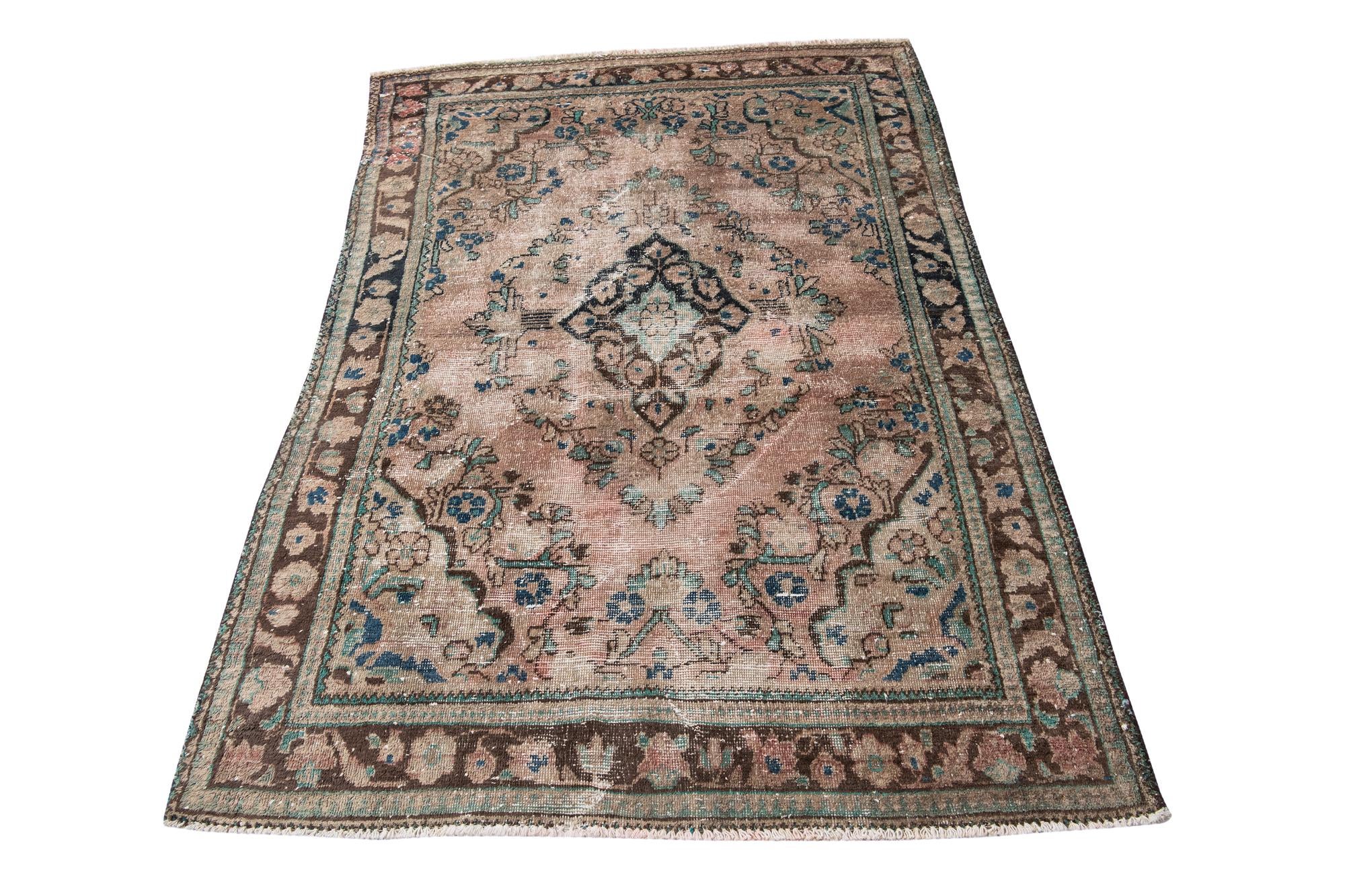 4' 4 x 6' 6 Hand Knotted Ultra Vintage Persian Wool Rug