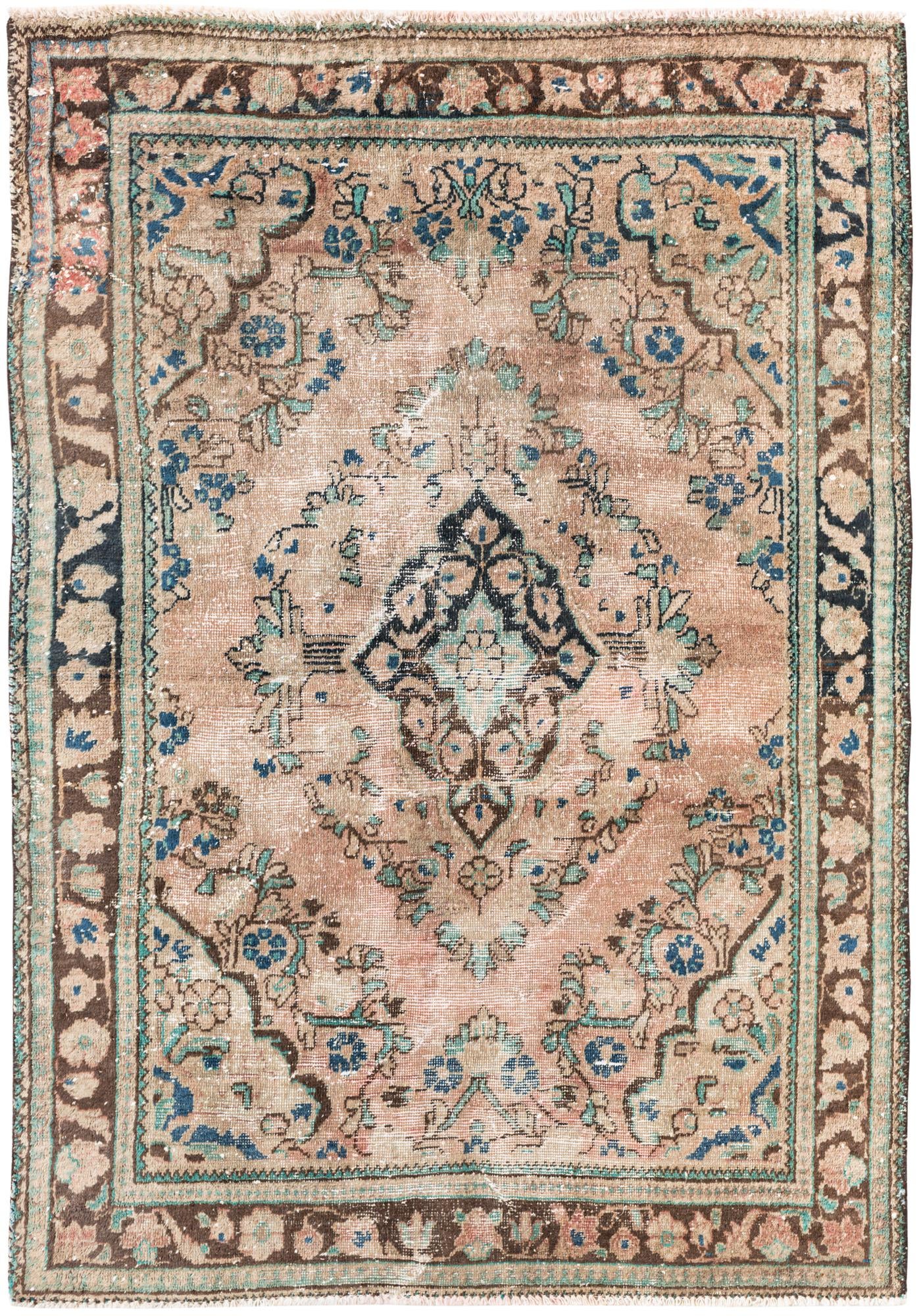 4' 4 x 6' 6 Hand Knotted Ultra Vintage Persian Wool Rug