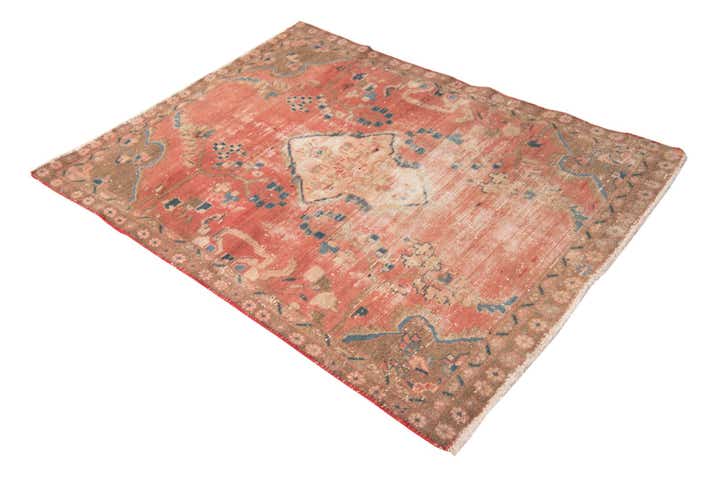 3' 4 x 4' 6 Hand Knotted Ultra Vintage Persian Wool Rug