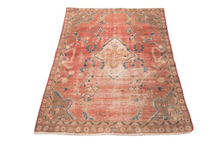 3' 4 x 4' 6 Hand Knotted Ultra Vintage Persian Wool Rug