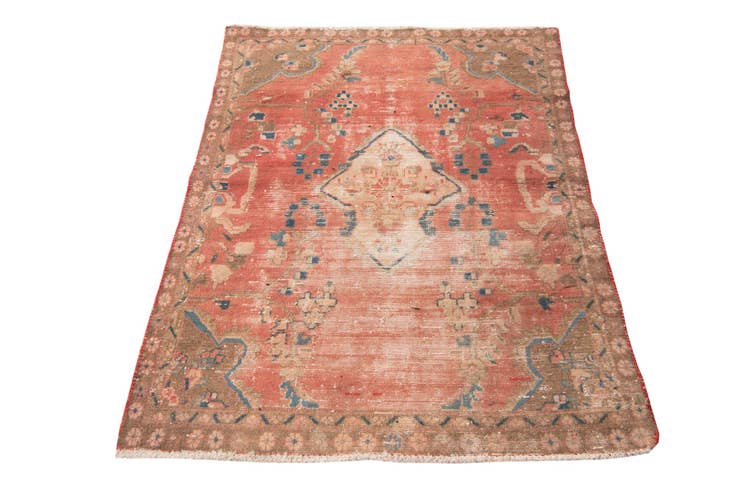 Detail image of 3' 4 x 4' 6 Hand Knotted Ultra Vintage Persian Wool Rug