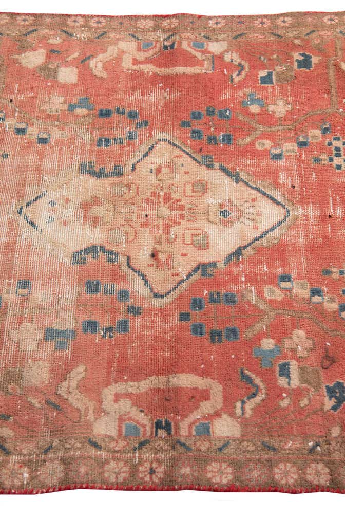 3' 4 x 4' 6 Hand Knotted Ultra Vintage Persian Wool Rug