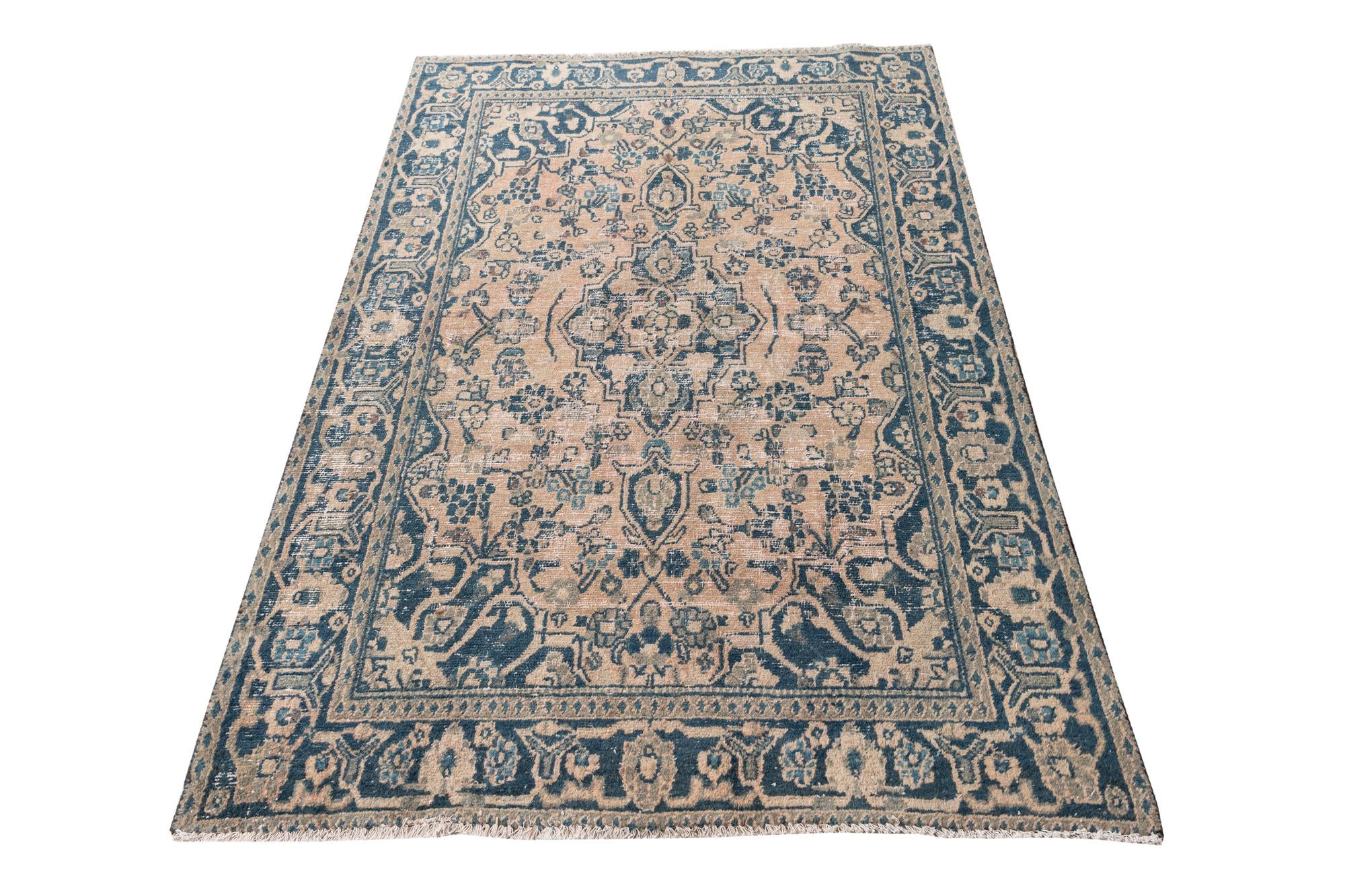 4' 1 x 6' 2 Hand Knotted Ultra Vintage Persian Wool Rug