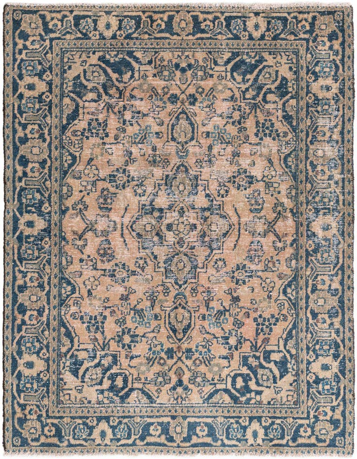 Detail image of 4' 1 x 6' 2 Hand Knotted Ultra Vintage Persian Wool Rug