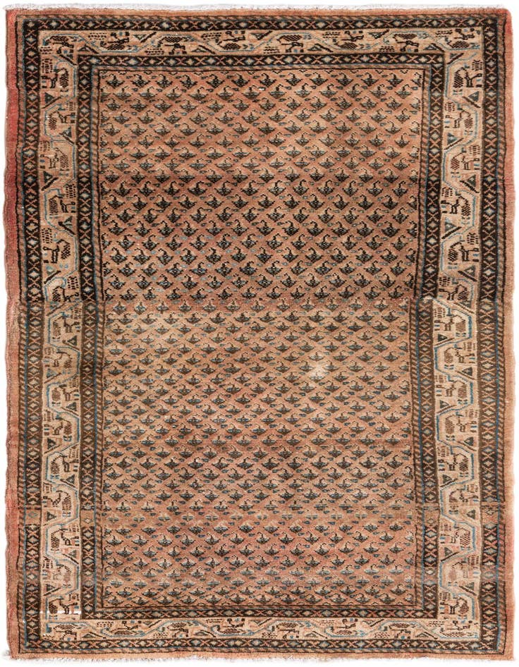 Detail image of 3' 9 x 7' 4 Hand Knotted Ultra Vintage Persian Wool Rug