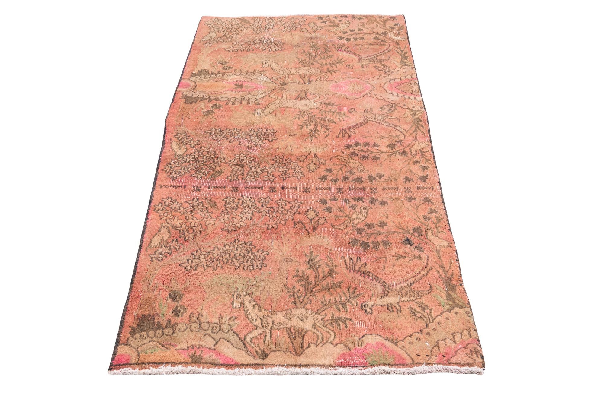 3' 4 x 6' 2 Hand Knotted Ultra Vintage Persian Wool Rug