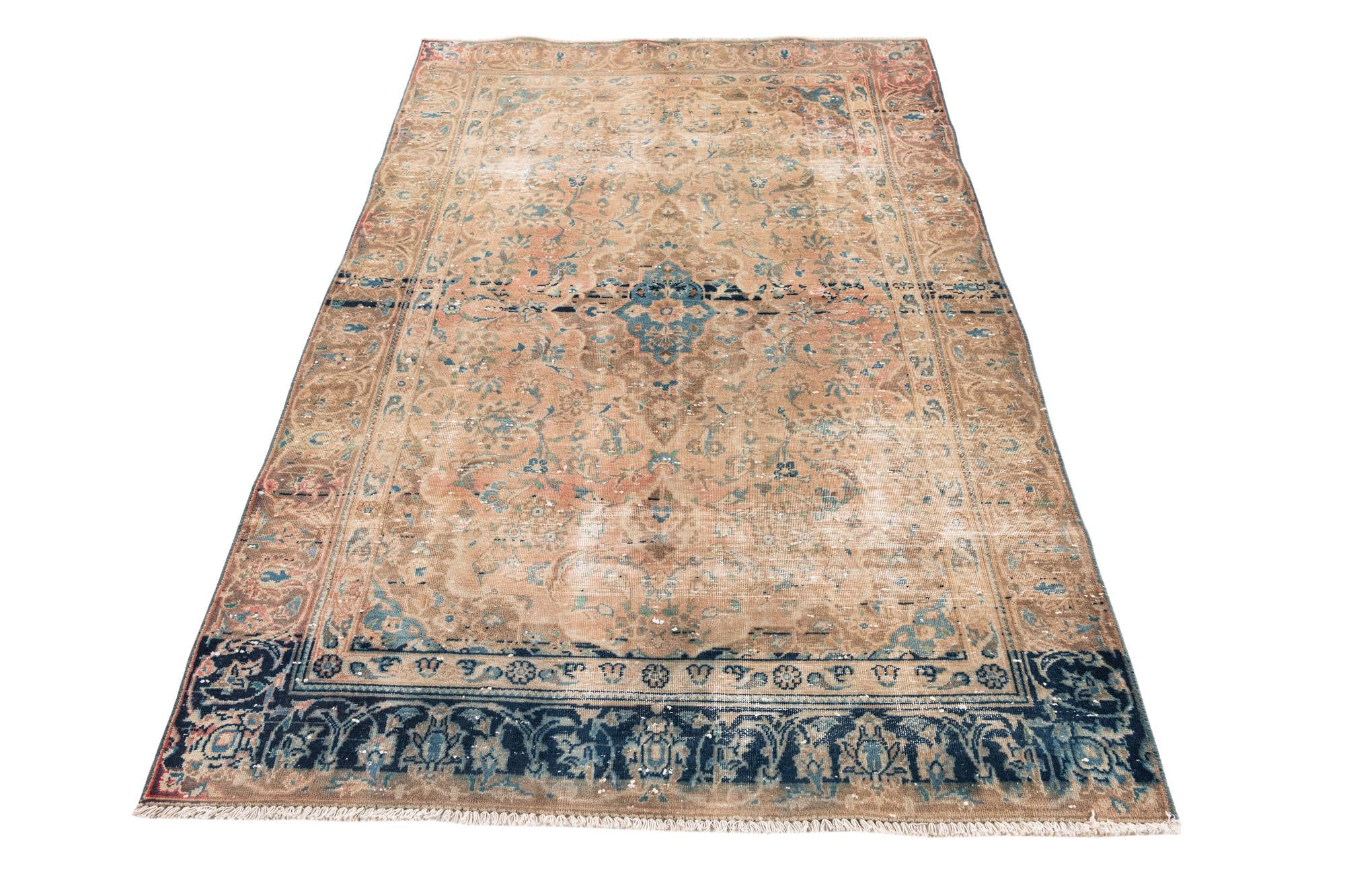 4' 2 x 6' 5 Hand Knotted Ultra Vintage Persian Wool Rug