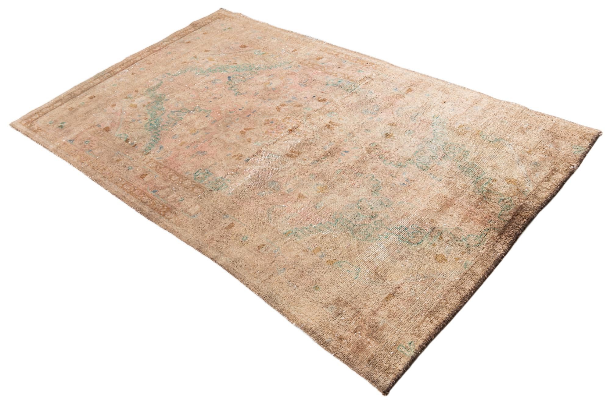 4' 1 x 6' 8 Hand Knotted Ultra Vintage Persian Wool Rug