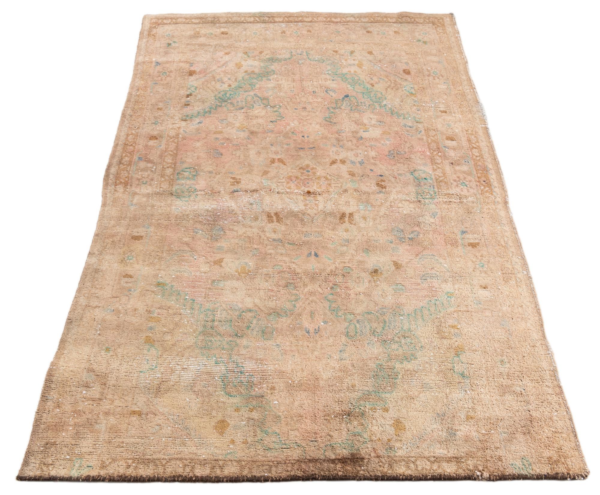 4' 1 x 6' 8 Hand Knotted Ultra Vintage Persian Wool Rug