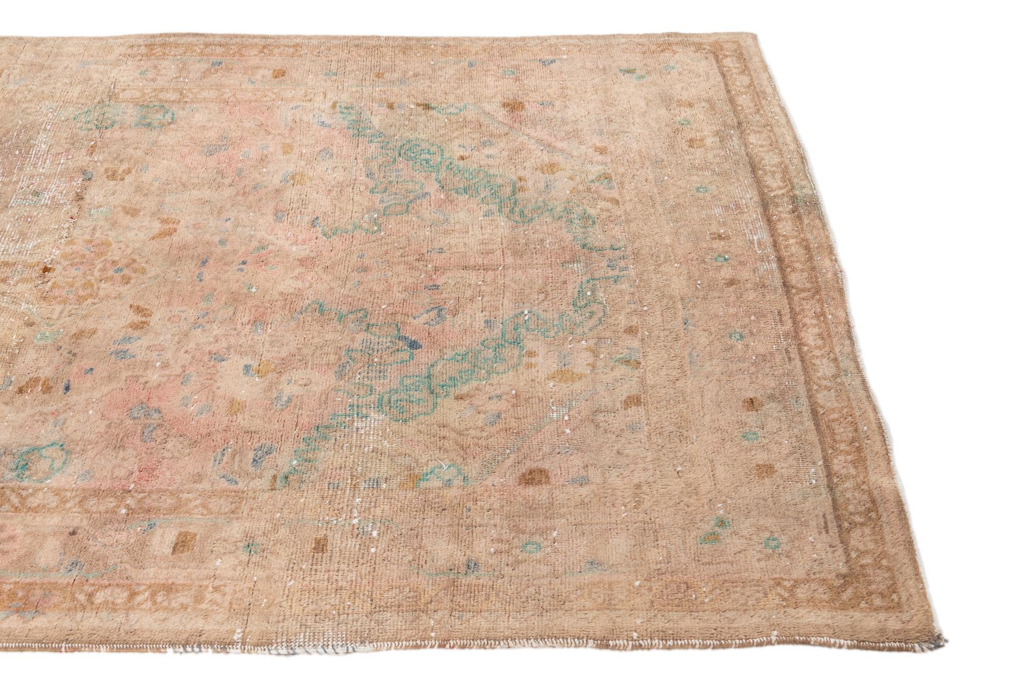 4' 1 x 6' 8 Hand Knotted Ultra Vintage Persian Wool Rug