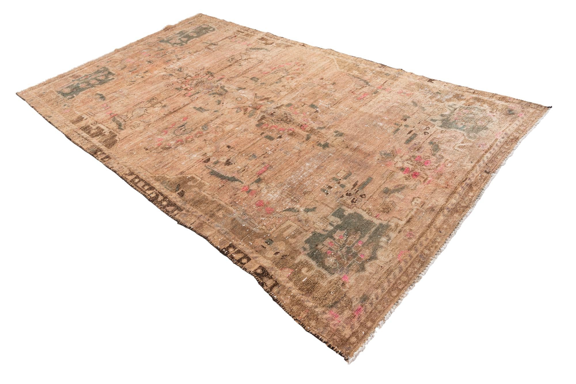 5' 4 x 9' 4 Hand Knotted Ultra Vintage Persian Wool Rug