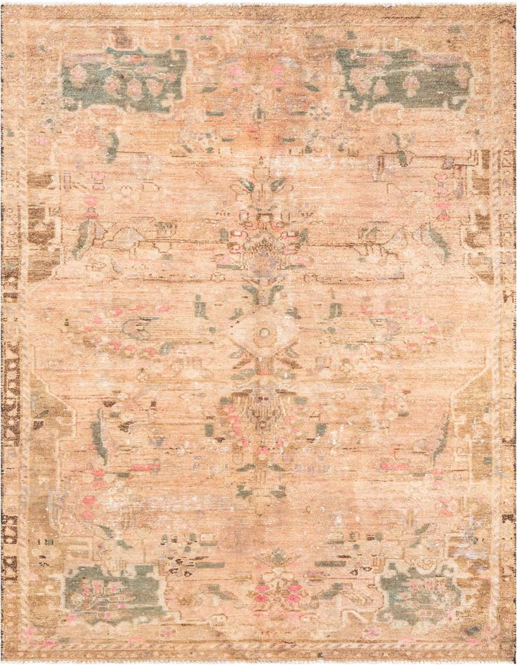 Detail image of 5' 4 x 9' 4 Hand Knotted Ultra Vintage Persian Wool Rug