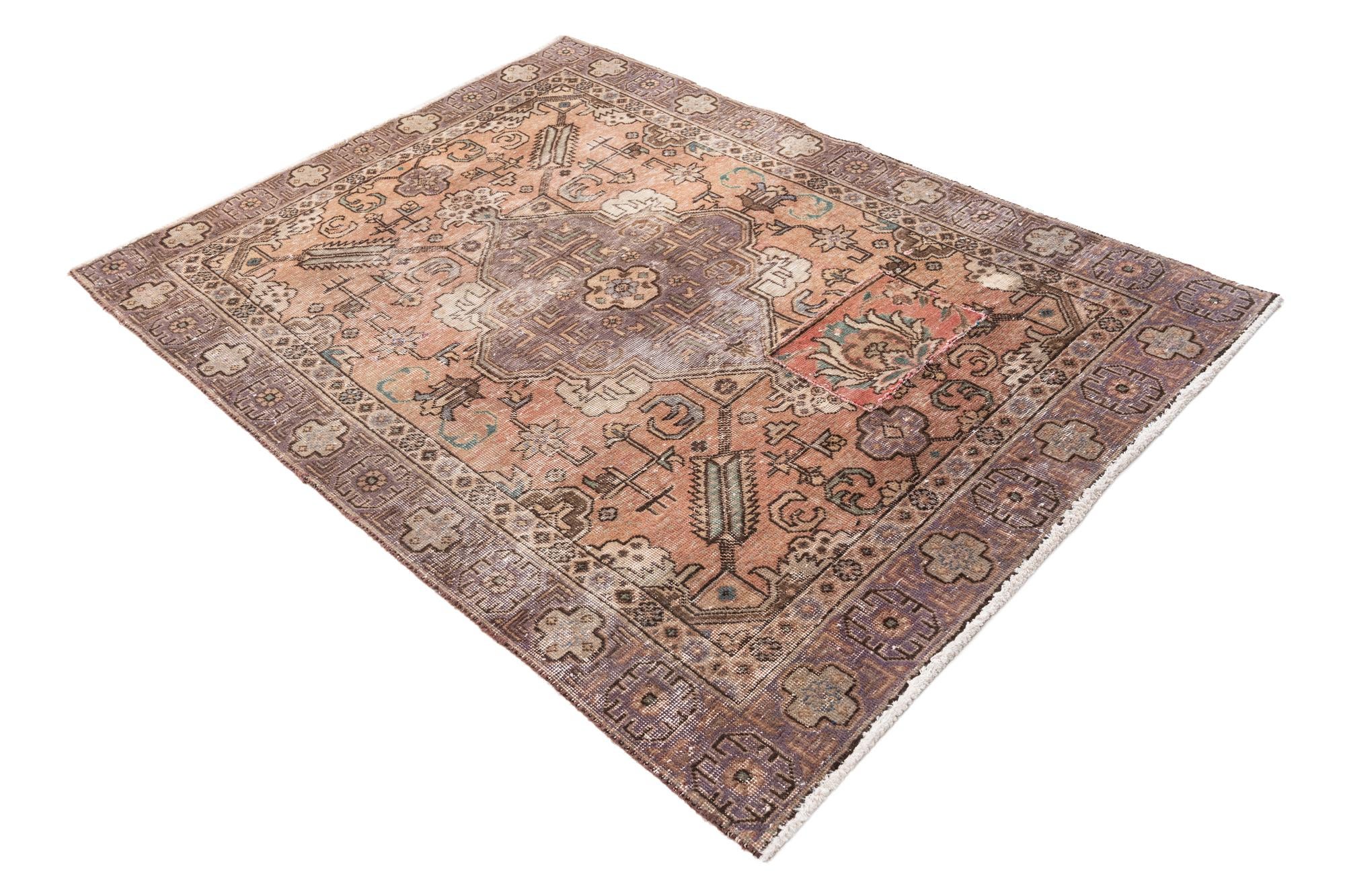 4' 4 x 6' Hand Knotted Ultra Vintage Persian Wool Rug