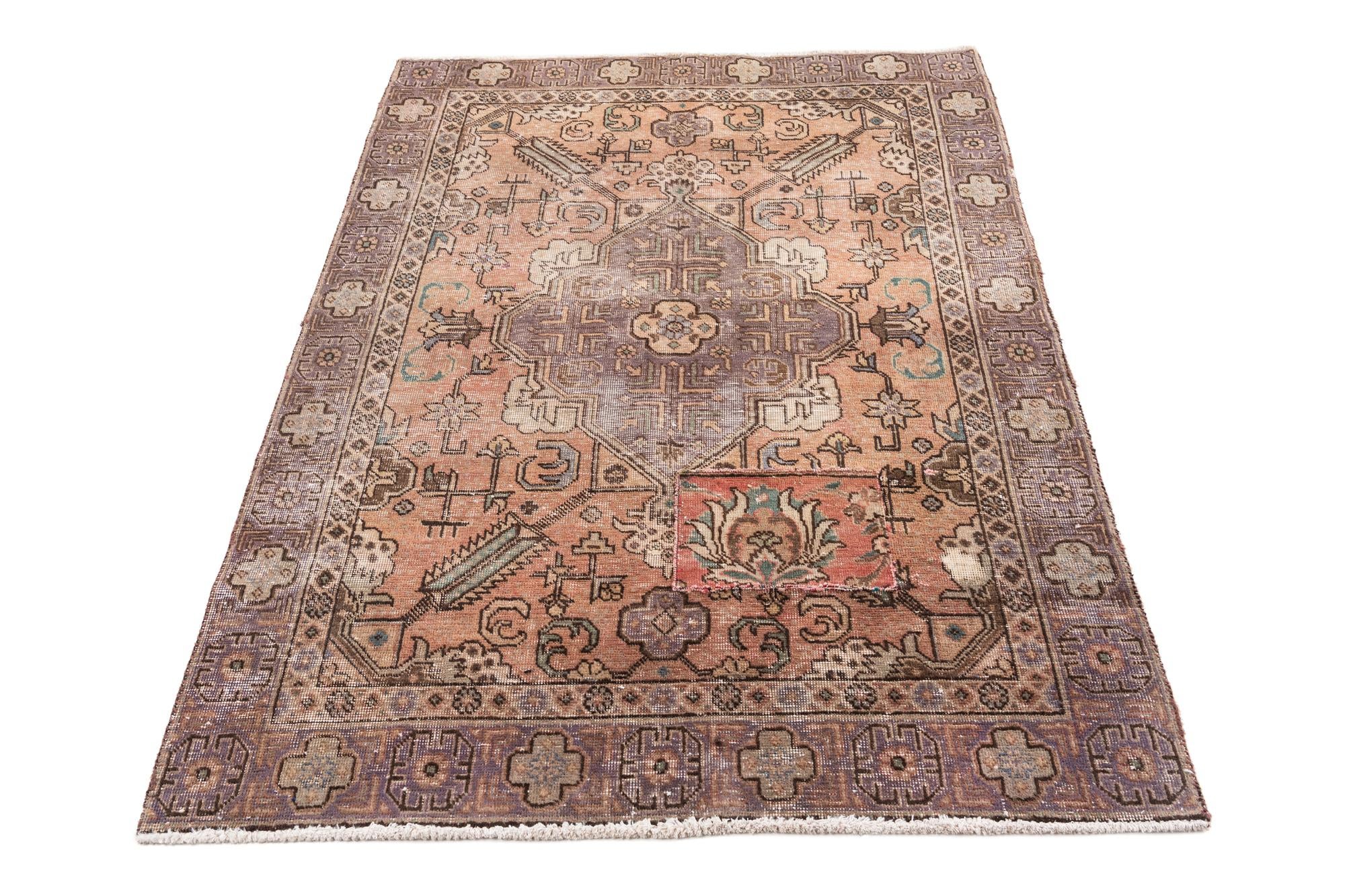 4' 4 x 6' Hand Knotted Ultra Vintage Persian Wool Rug