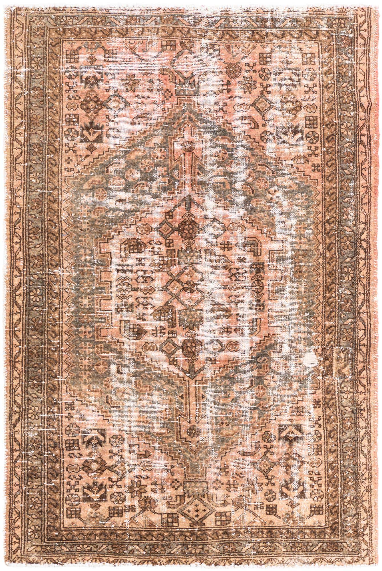 4' 1 x 6' 2 Hand Knotted Ultra Vintage Persian Wool Rug