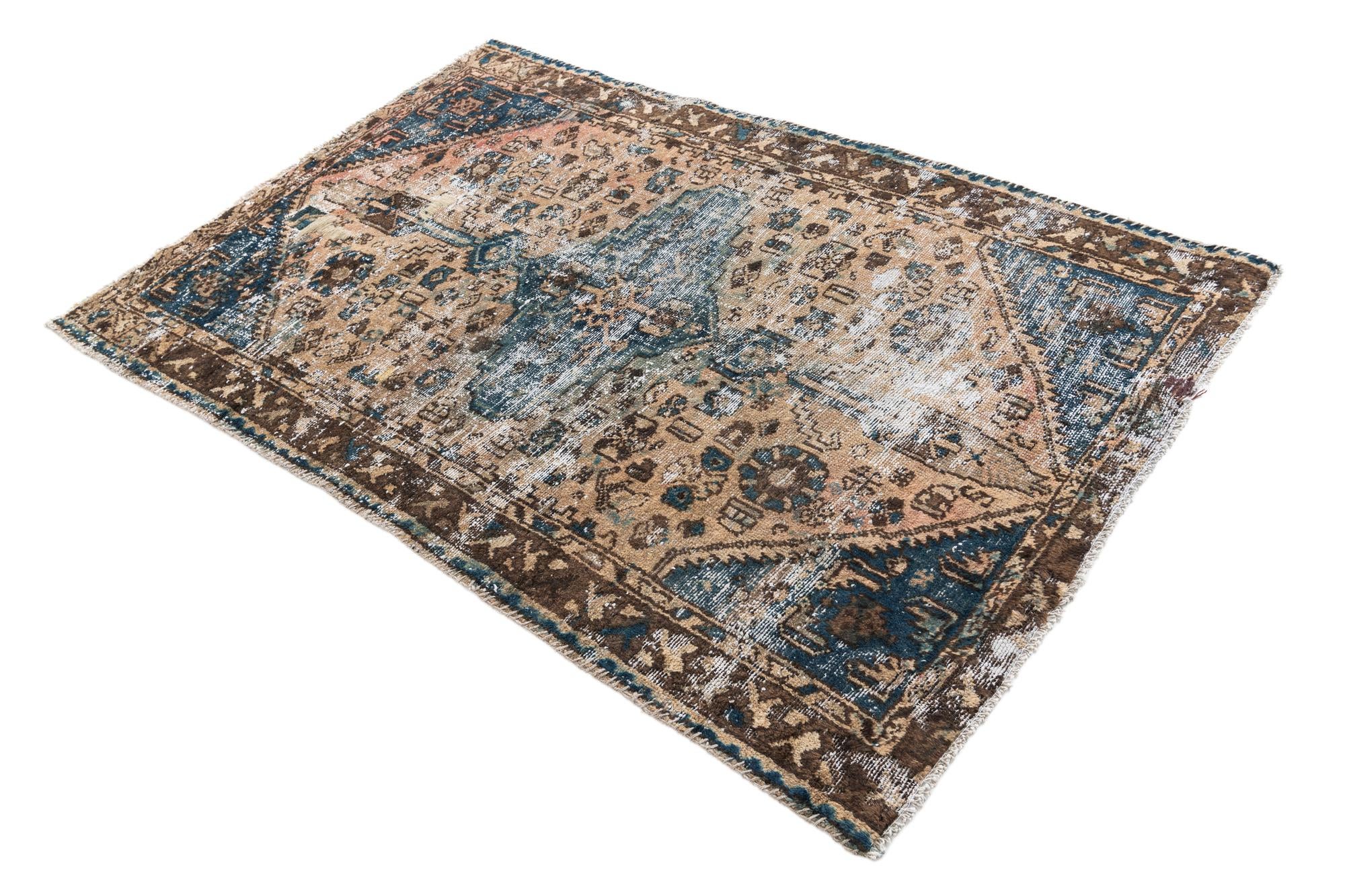 4' 1 x 6' Hand Knotted Ultra Vintage Persian Wool Rug