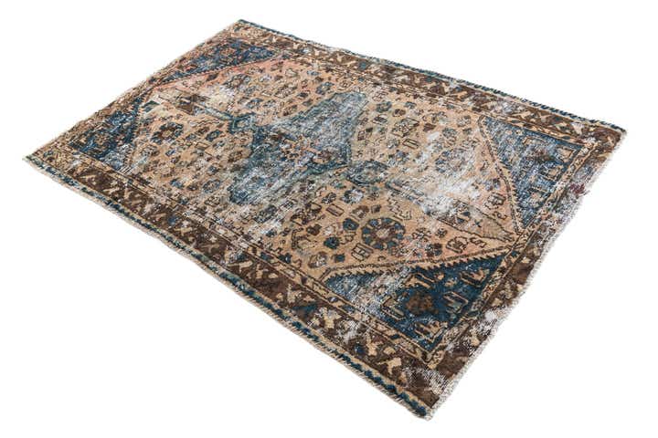4' 1 x 6' Hand Knotted Ultra Vintage Persian Wool Rug
