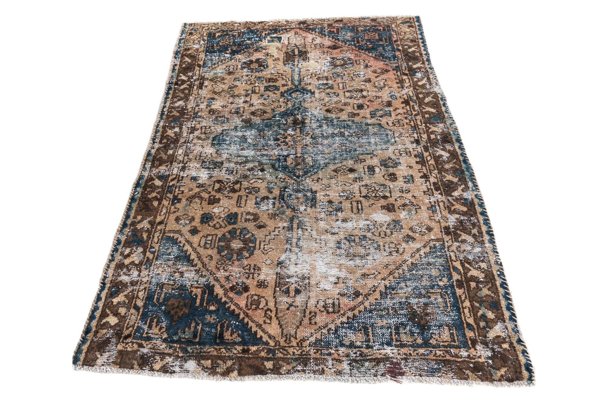 4' 1 x 6' Hand Knotted Ultra Vintage Persian Wool Rug