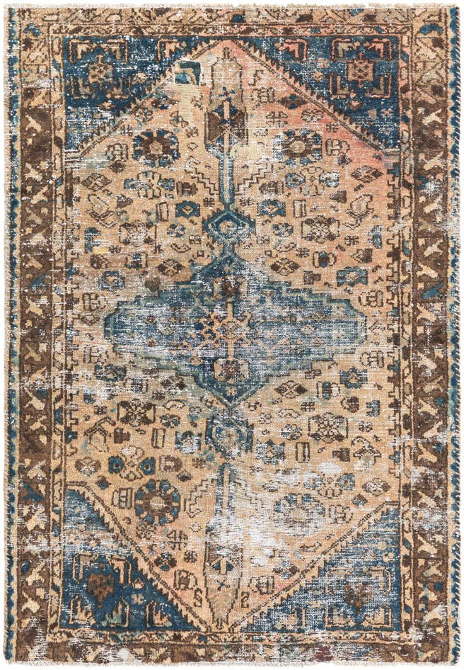 Detail image of 4' 1 x 6' Hand Knotted Ultra Vintage Persian Wool Rug