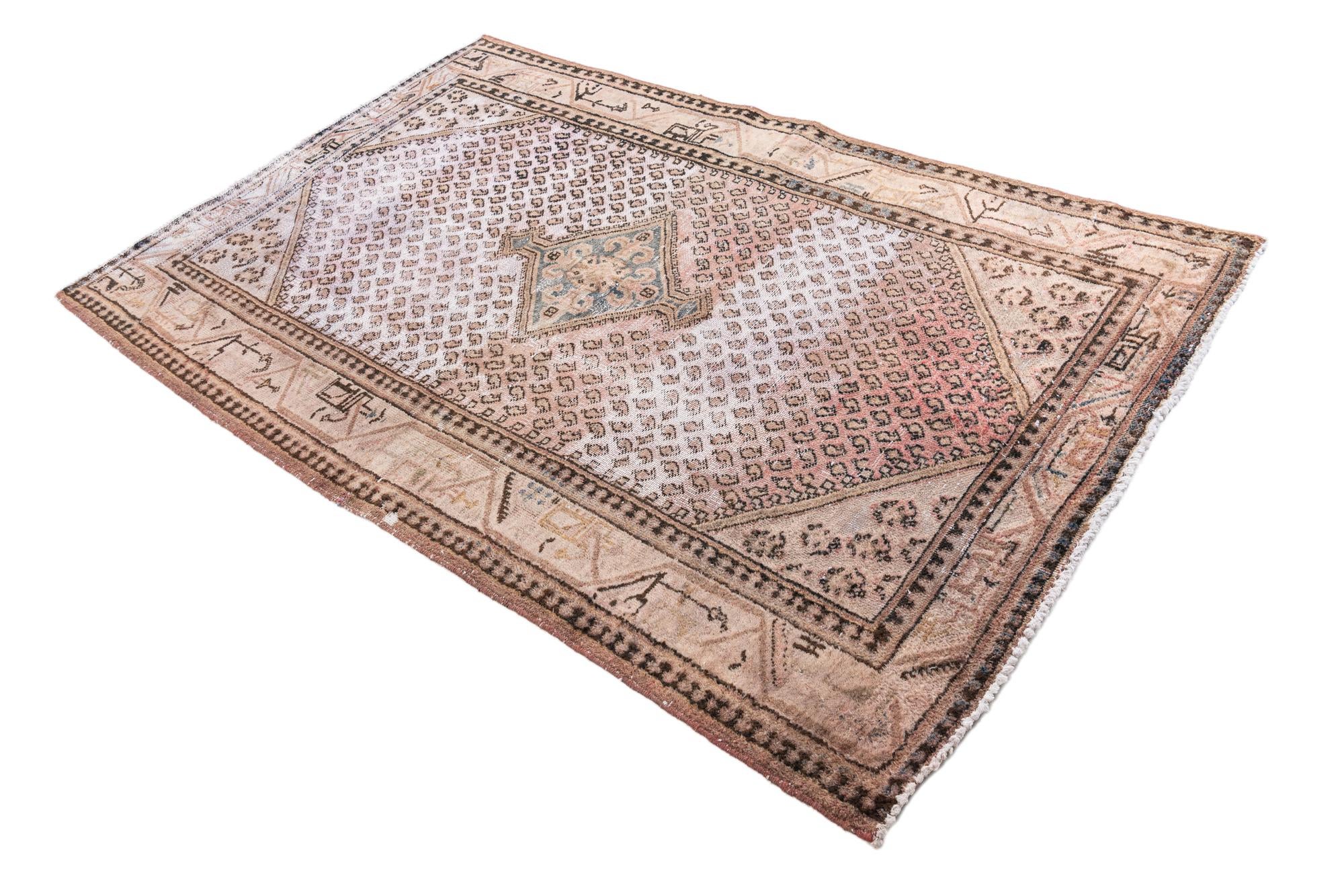 4' 7 x 7' Hand Knotted Ultra Vintage Persian Wool Rug