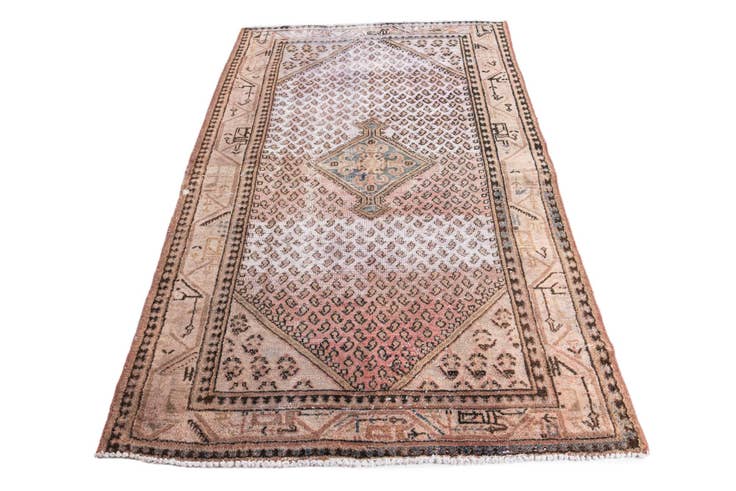 Detail image of 4' 7 x 7' Hand Knotted Ultra Vintage Persian Wool Rug