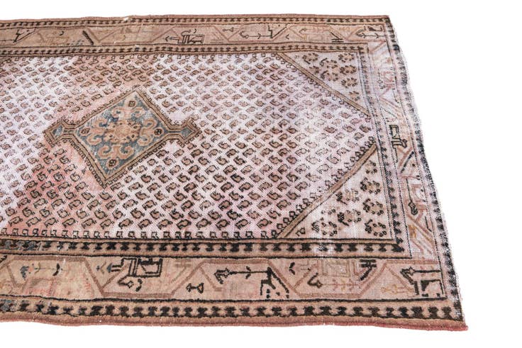 Detail image of 4' 7 x 7' Hand Knotted Ultra Vintage Persian Wool Rug