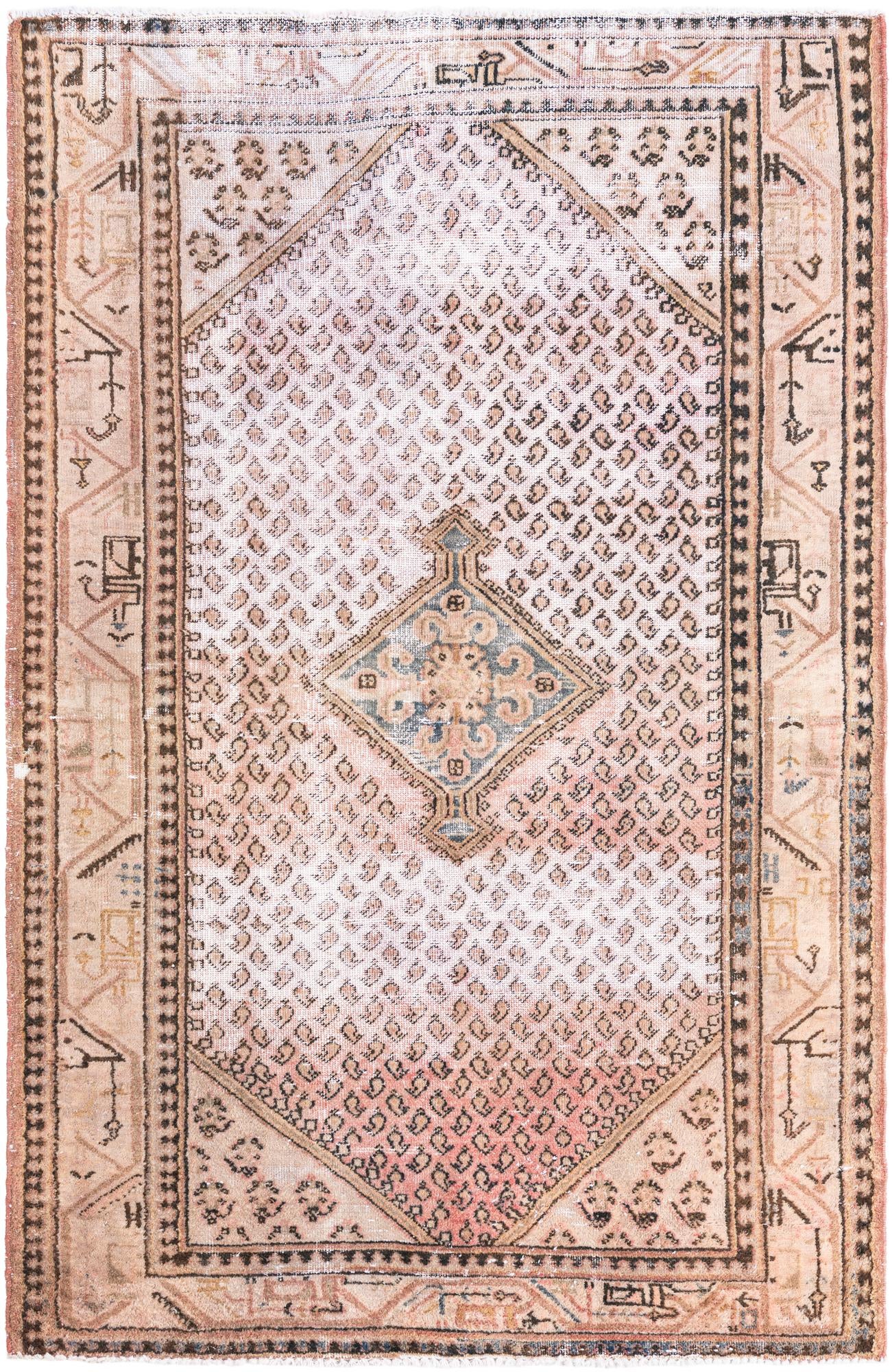4' 7 x 7' Hand Knotted Ultra Vintage Persian Wool Rug