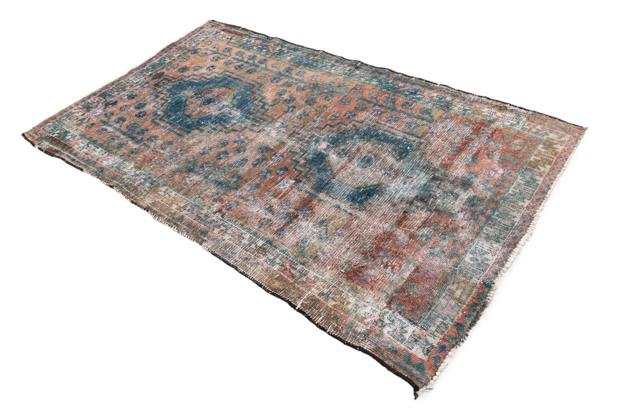 4' x 6' 7 Hand Knotted Ultra Vintage Persian Wool Rug