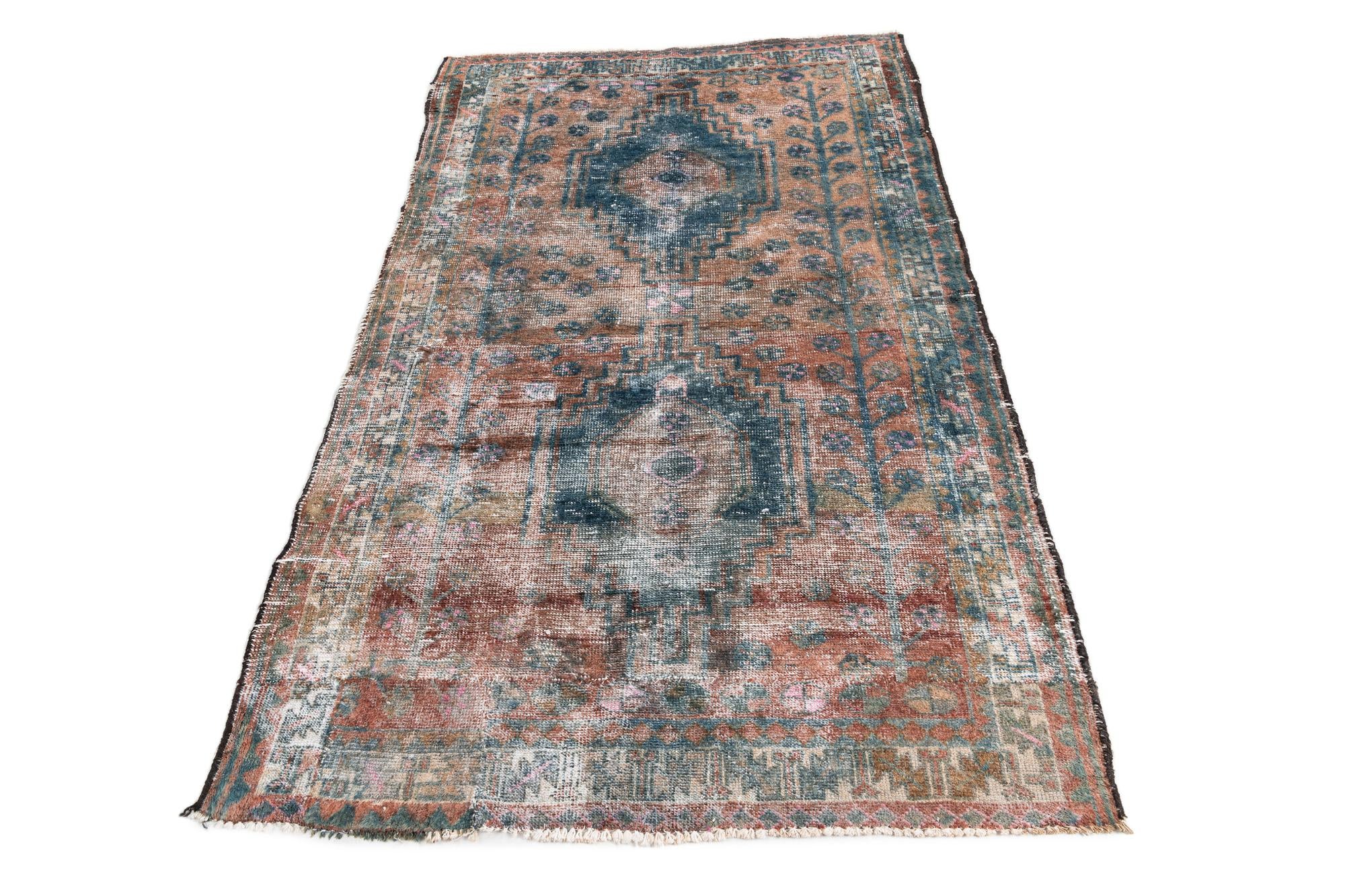 4' x 6' 7 Hand Knotted Ultra Vintage Persian Wool Rug