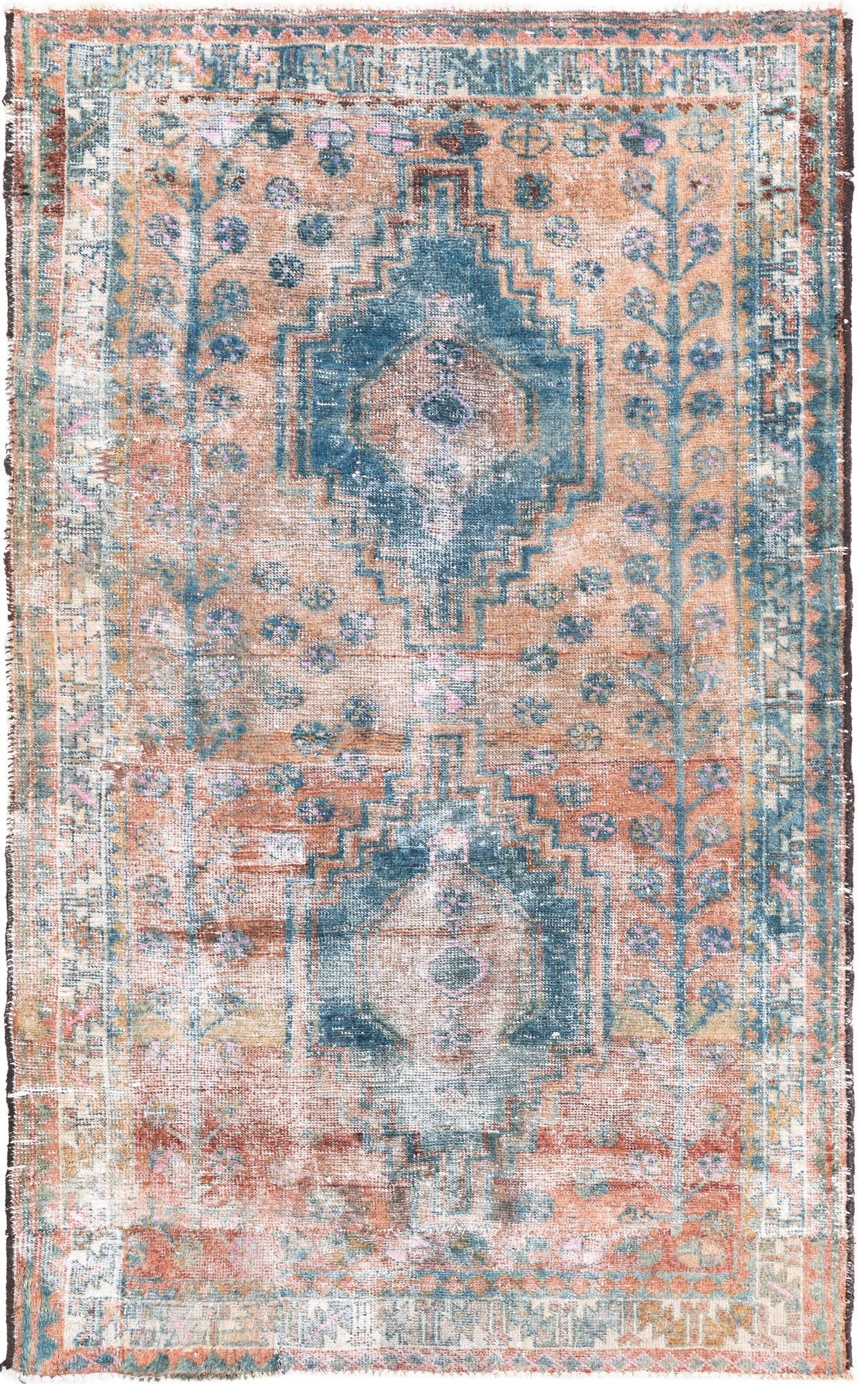 4' x 6' 7 Hand Knotted Ultra Vintage Persian Wool Rug