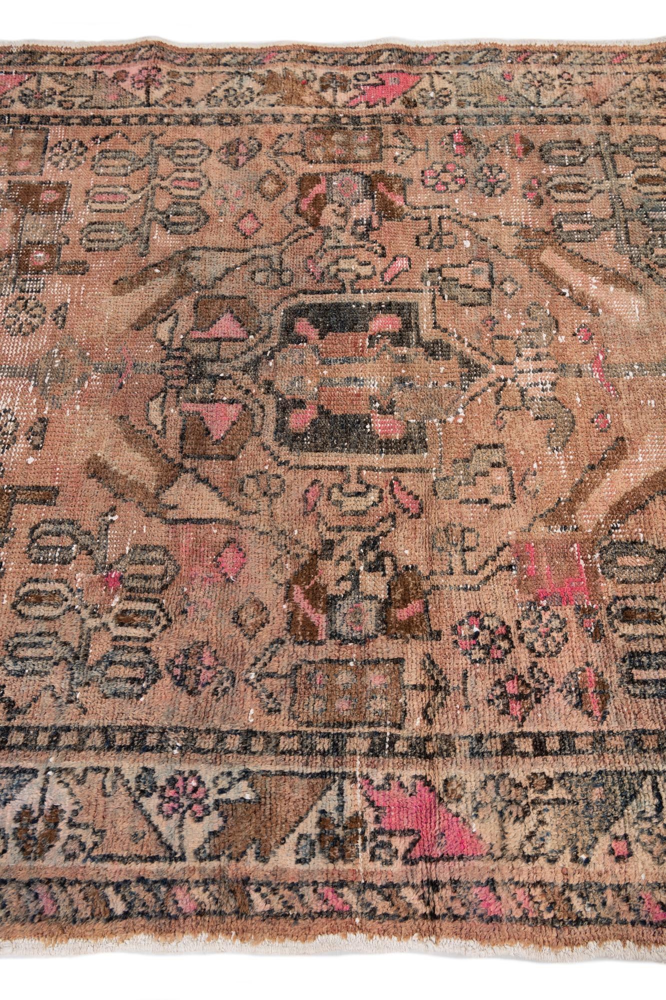 4' 2 x 7' 4 Hand Knotted Ultra Vintage Persian Wool Rug