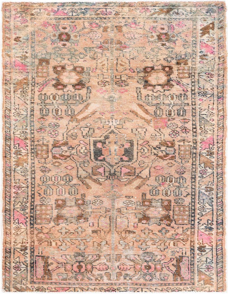 Detail image of 4' 2 x 7' 4 Hand Knotted Ultra Vintage Persian Wool Rug