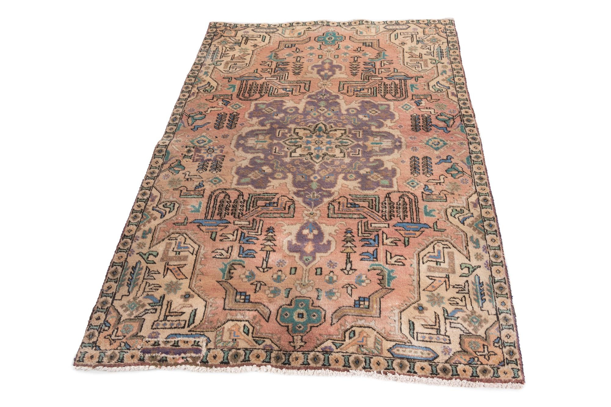 3' 8 x 5' 4 Hand Knotted Ultra Vintage Persian Wool Rug