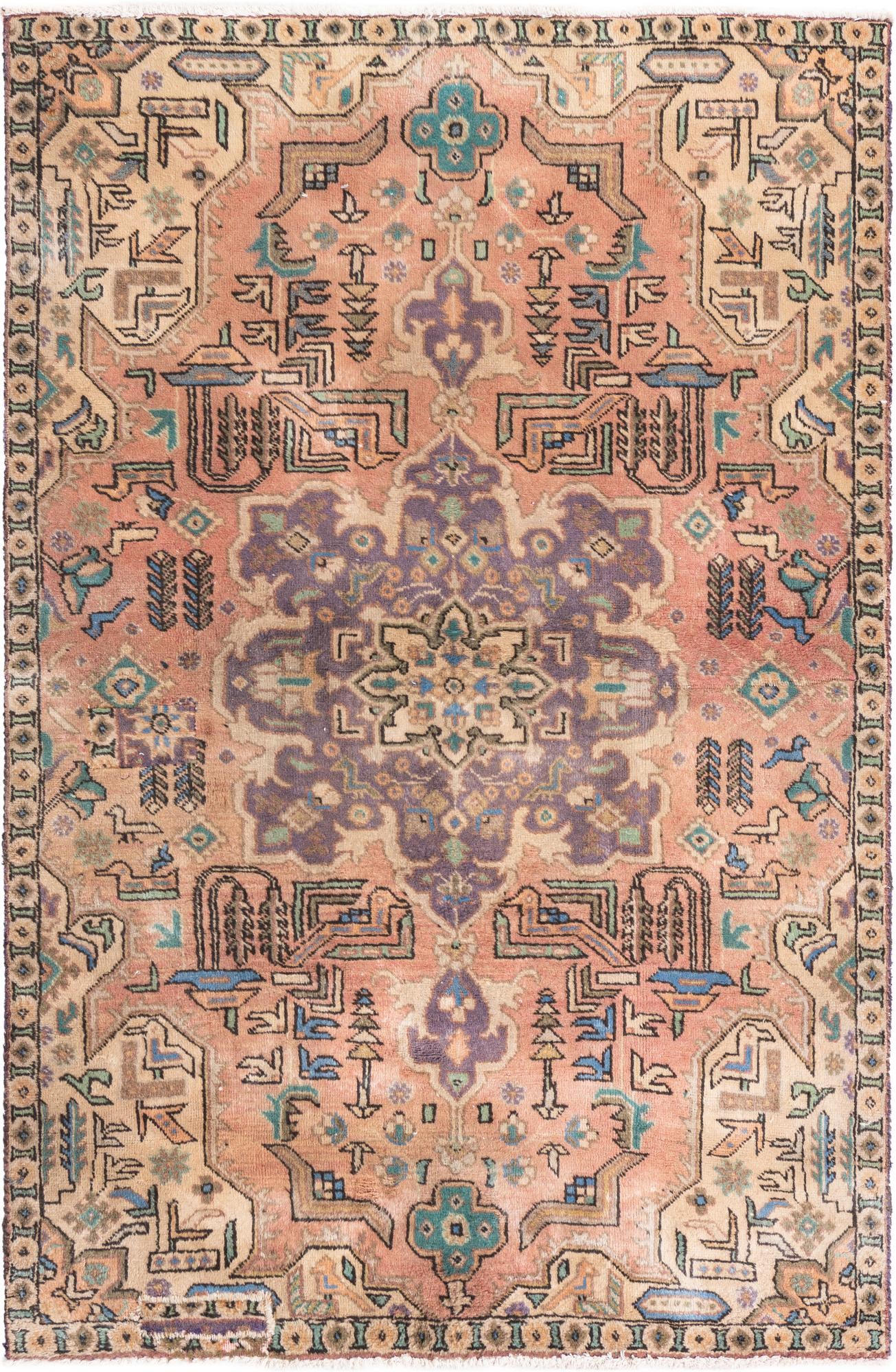 3' 8 x 5' 4 Hand Knotted Ultra Vintage Persian Wool Rug