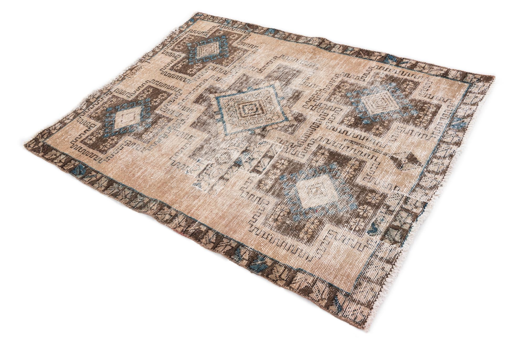 3' 10 x 5' Hand Knotted Ultra Vintage Persian Wool Rug