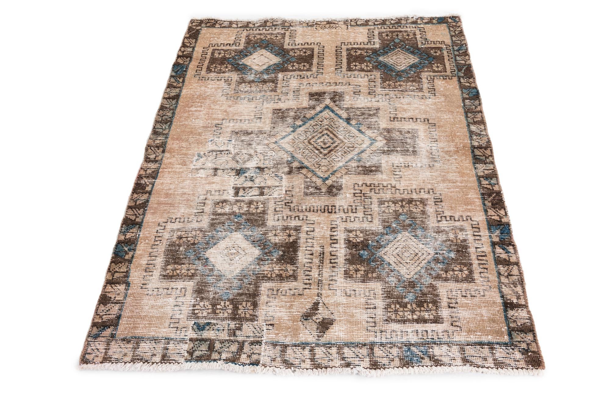 3' 10 x 5' Hand Knotted Ultra Vintage Persian Wool Rug