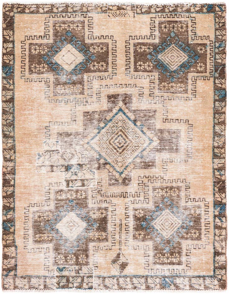 Detail image of 3' 10 x 5' Hand Knotted Ultra Vintage Persian Wool Rug